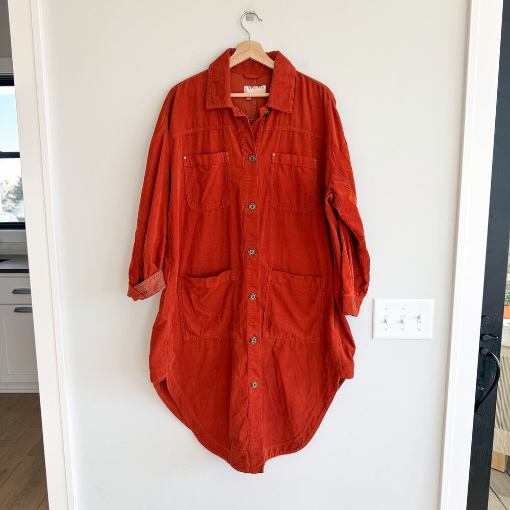 Anthropologie Pilcro Corduroy Button Front Long Sleeve Duster Jacket S - Picture 3 of 12